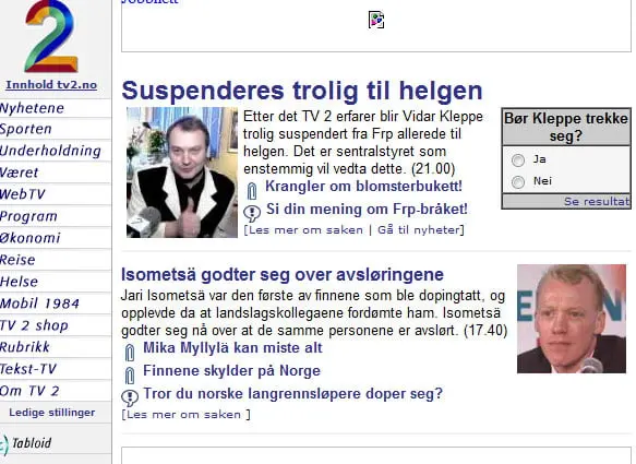 tv2-2001 TV2.no i år 2001